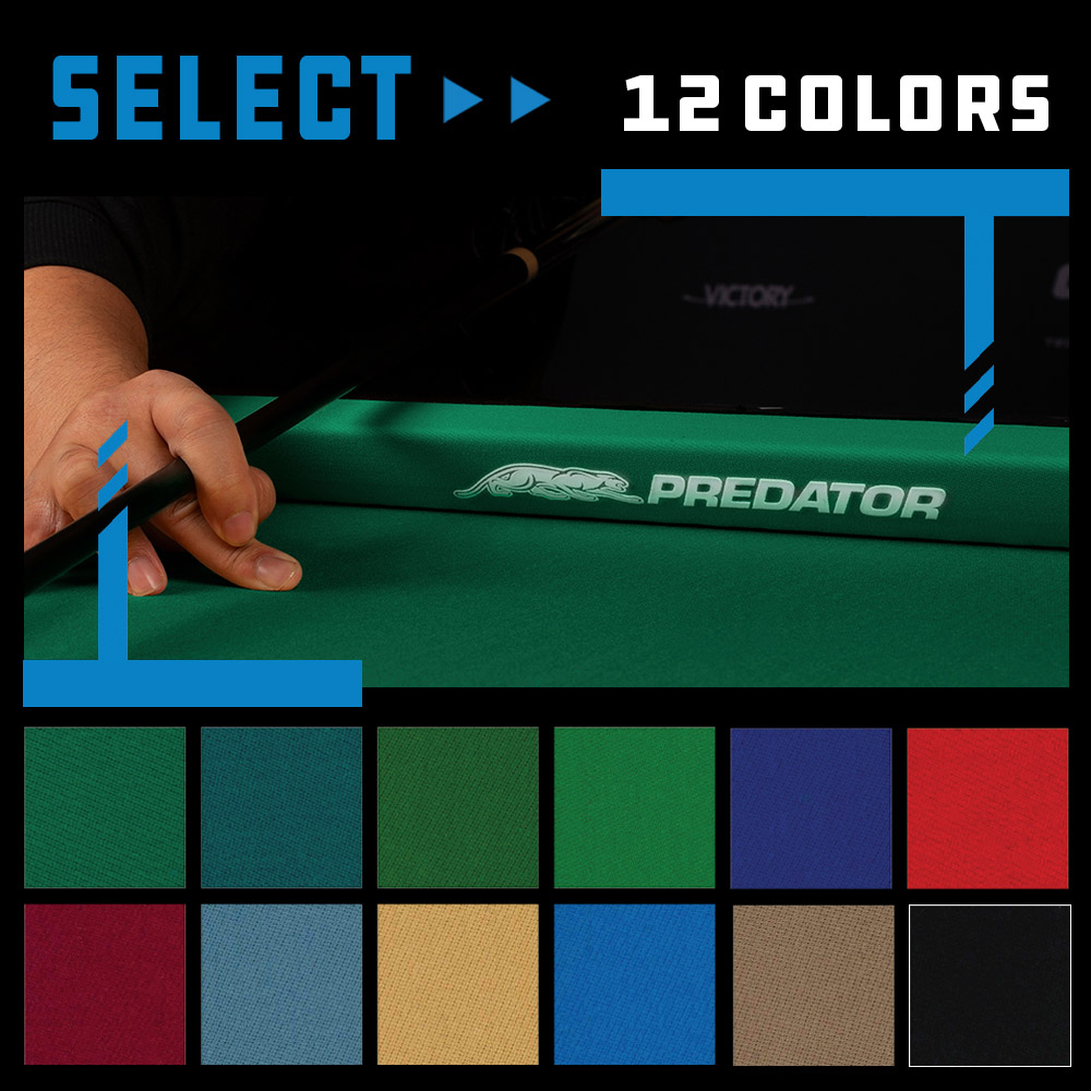Predator Arcadia Select Pool Table Felt | 12 Billiard Cloth Colors: Black, Blue, Red, Green, Burgundy